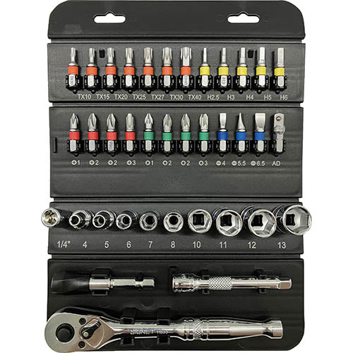SIGNET - 1/4DR / 6.3SQ Socket & Bit set 37PCS
