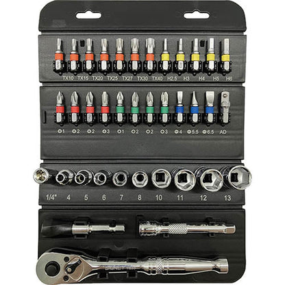 SIGNET - 1/4DR / 6.3SQ Socket & Bit set 37PCS
