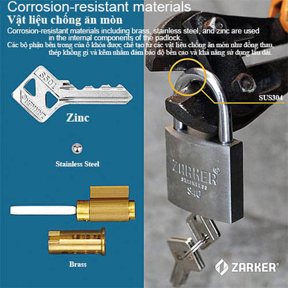 ZARKER - S-SERIES Rustproof Stainless Padlock